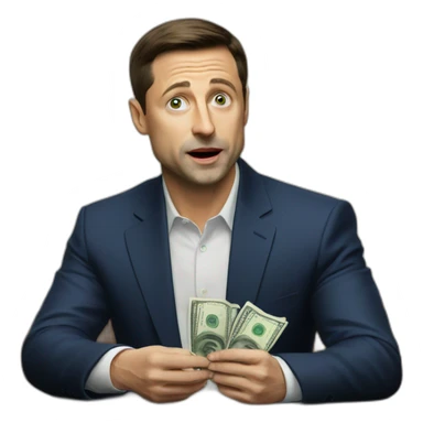 Zelensky asks for money sticker