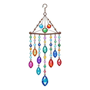 Hanging suncatcher, threads with shiny sparkly gemstones,  sticker