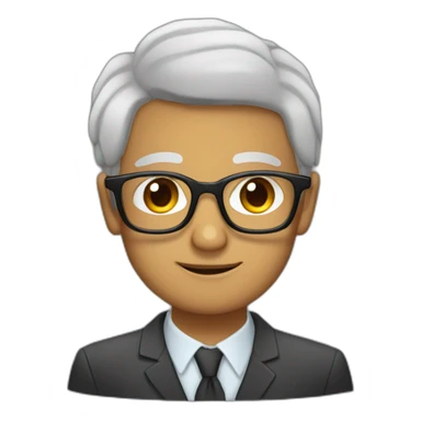 A man with glasses, coffee eyes, dark hair, and a goby sticker