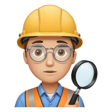 worker with magnifying glasses sticker
