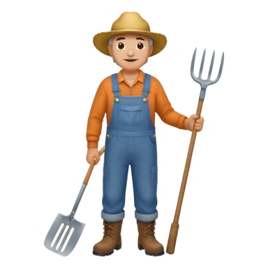 Farmer with Straw Hat
A middle-aged farmer wearing overalls and boots, holding a pitchfork or a bundle of hay. sticker