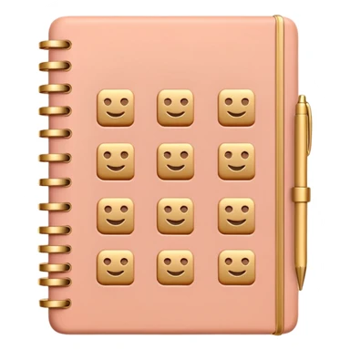 modern elegant planner with checkmarks emoji, 3D style, pastel terracotta pink and gold, clean design sticker