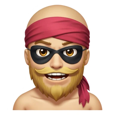 Clash of Clans aesthetic Comical Pirate Portrait Emoji, Head tilted dramatically with an exaggerated, fun expression and wide, comically expressive eyes behind a quirky eye patch, featuring a rugged yet cartoonish build with a playful bandana and natural skin tone, Simplified yet hilariously expressive features, highly detailed, glowing with a slightly sassy oceanic glow, high shine, dramatic yet playful, stylized with an air of cheeky maritime mischief, soft glowing outline, capturing the essence of a meme-worthy pirate who brings humor to epic quests! sticker