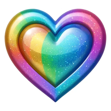 glitter heart with bold rainbow colors sticker