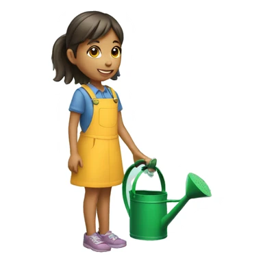 girl with watering can sticker