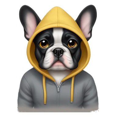 Frenchie wearing hoodie sticker