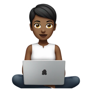 Graphic Designer woman black pixie cut with laptop, no glasses sticker