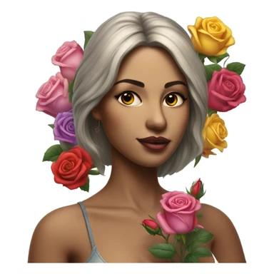 Hyper Realistic beautiful woman model with a small rose tattoo arranging flowers in a vase sticker