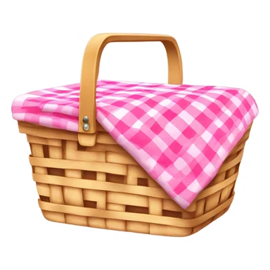 Wicker picnic basket with pink gingham blanket sticker