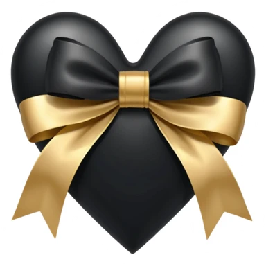 transparent black heart with a gold bow and heart pattern on the bow sticker