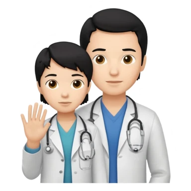 doctor black hair with a kid with casual clothes sticker