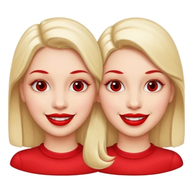 identical twins with red lipgloss sticker