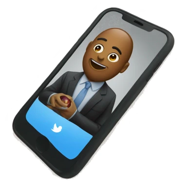 Tim Apple using twitter on his phone sticker