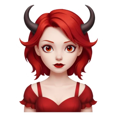 Red hair girl with evil horns and red dress sticker