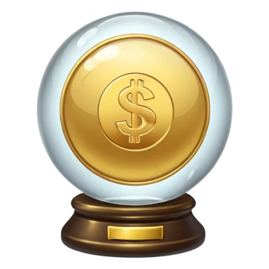 crystal ball with a coin next to it sticker