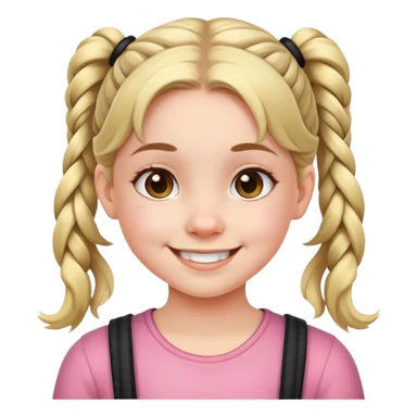 young girl with pigtails, smiling sticker