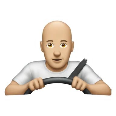 bald man driving car outdoors lengua larga sticker