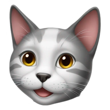 black cat white spot neck smiling side sticker