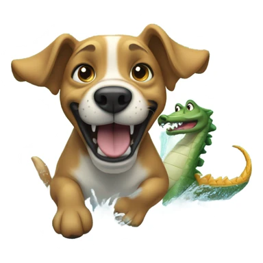 Dog chasing an alligator  sticker