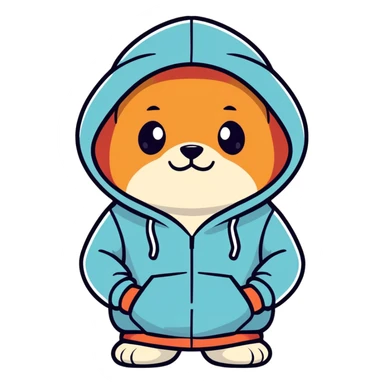 Yourkie wearing hoodie sticker