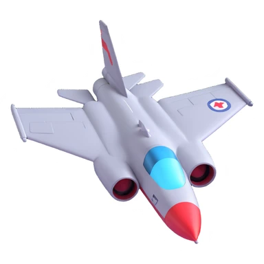 fighter jet viewed from above, 3D emoji style sticker