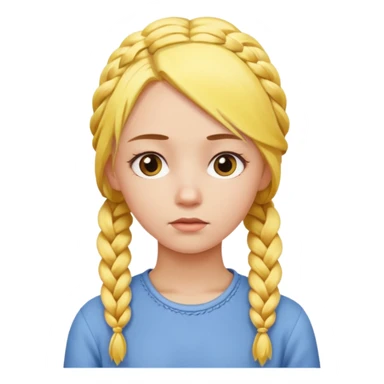 sarı saçlı örgülü düşünen bir kız  sticker