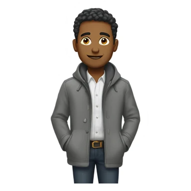 Julián wearing a grey coat sticker