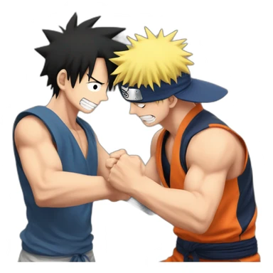 luffy and naruto armwrestling sticker