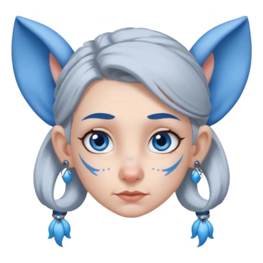white-gray haired heavy blue tattooed head accessory big nose big ear young girl sticker
