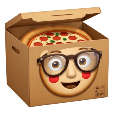 pizza take-out box with glassess  sticker