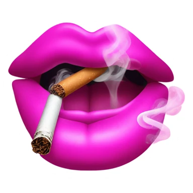 Neon pink lips are blowing smoke, and a cigarette is in her mouth sticker