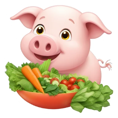 Pig eating salad sticker