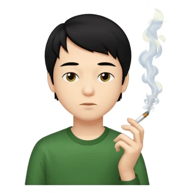 young boy with black long hair smoking weed sticker
