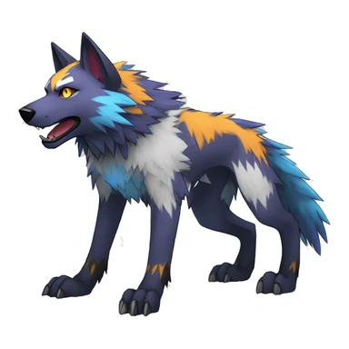 Edgy Colorful Digimon-Fakemon-Wolf with edgy markings full body sticker