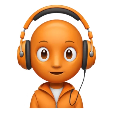 Orange round head with a Orange cone body and without arms and legs with orange antennae and headphones sticker