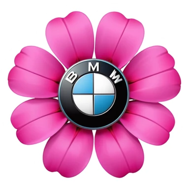 pink flowezr with bmw logo sticker