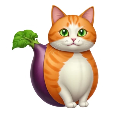 A cat with a big eggplant between its legs sticker