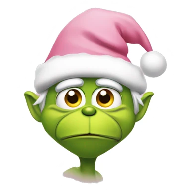 Grinch with a light pink santa hat sticker