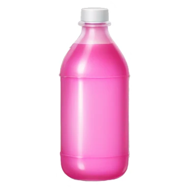 plastic bottle with crystaline pink liquid sticker