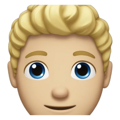 male, blue eyes, blonde hair, blue shirt, oversized head sticker