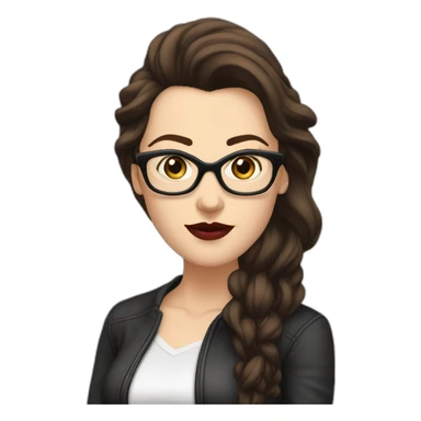 Sexy-Caucasian-Mum-woman-goth-long-brown-hair-standing-wearing-glasses-plus-size-40s sticker