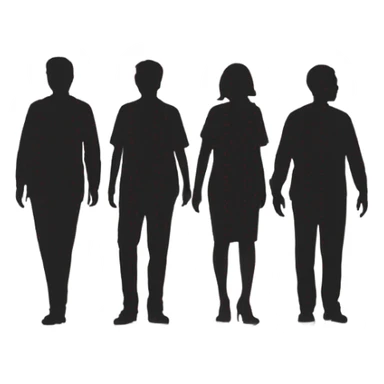 silhouette of 5 people in front sticker