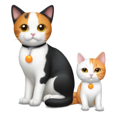 Tuxedo cat with a orange and white cat sticker