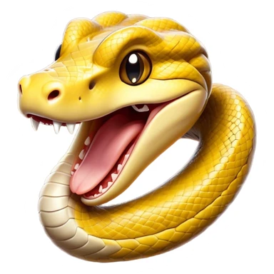 Cinematic Cute Yawning Python Portrait Emoji, Head tilted slightly with a dramatic, wide-open yawn, showcasing a sinuous, scaled form with drowsy, half-closed eyes and an open, relaxed mouth, Simplified yet irresistibly adorable features, highly detailed, glowing with a soft, cozy earthy glow, high shine, relaxed yet expressive, stylized with a dash of whimsical reptilian charm, soft glowing outline, capturing the essence of a drowsy yet affectionate python that appears ready to stretch out for a nap! sticker