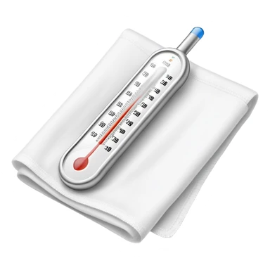 digital thermometer resting on top of folded clean gauze pad sticker