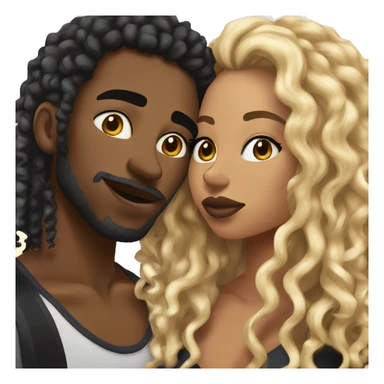 Me kissing my black girlfriend with curly hair. I am black and have a septum piercing, and blonde locs. She has a septum piercing aswell. sticker