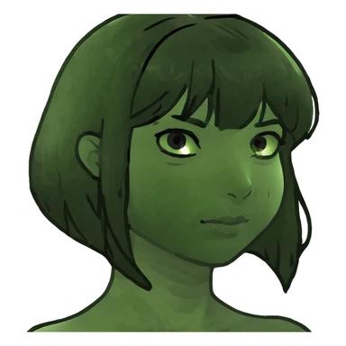 estilo zumbi, cabelo preto até o ombro com franjinha  sticker