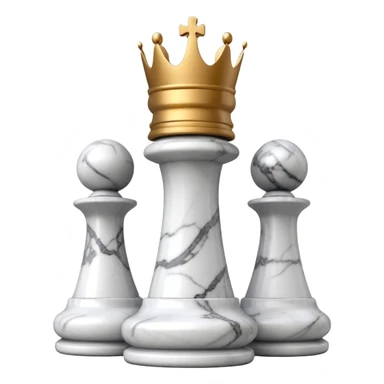 white plastic chess pieces, king, white, marble sticker