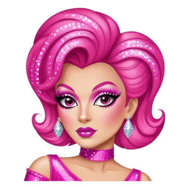 hot pink drag queen glitter sparkles babe girl makeup diva brat sticker