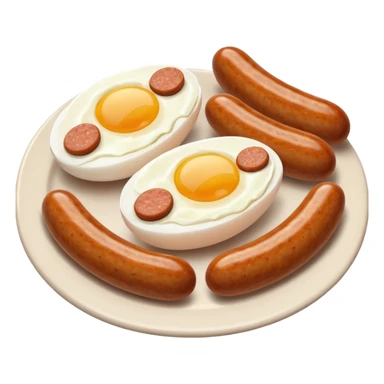 Two boiled eggs and two breakfast sausage restaurant style sticker